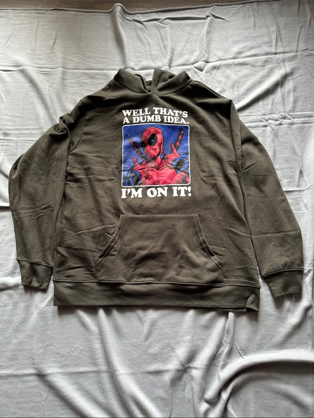 Men's Olive Green Graphic Hoodie - 'Well That's A Dumb Idea'